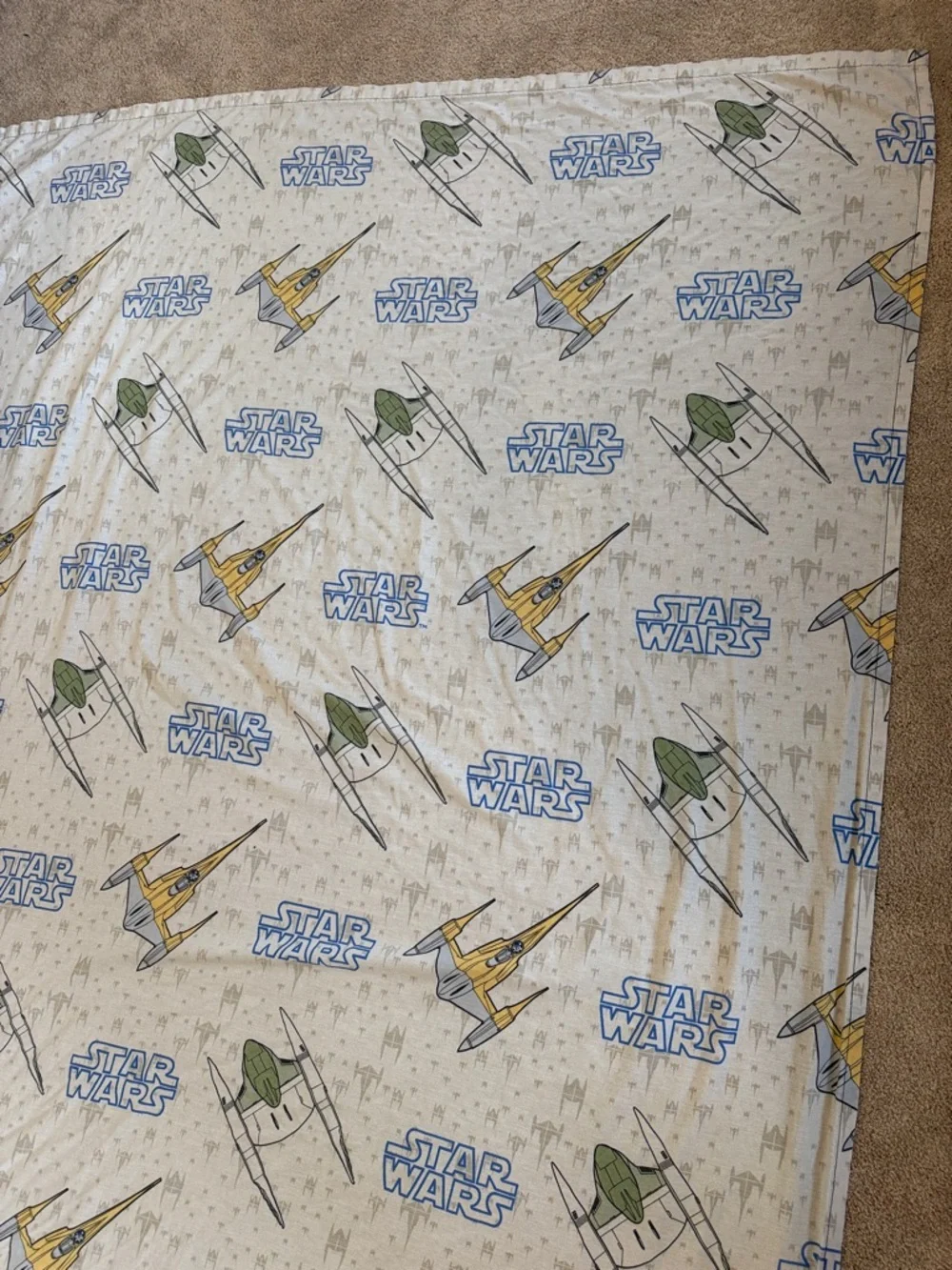 STAR WARS Phantom Menace Starfighter TWIN Flat Sheet ONLY 1999 Vintage